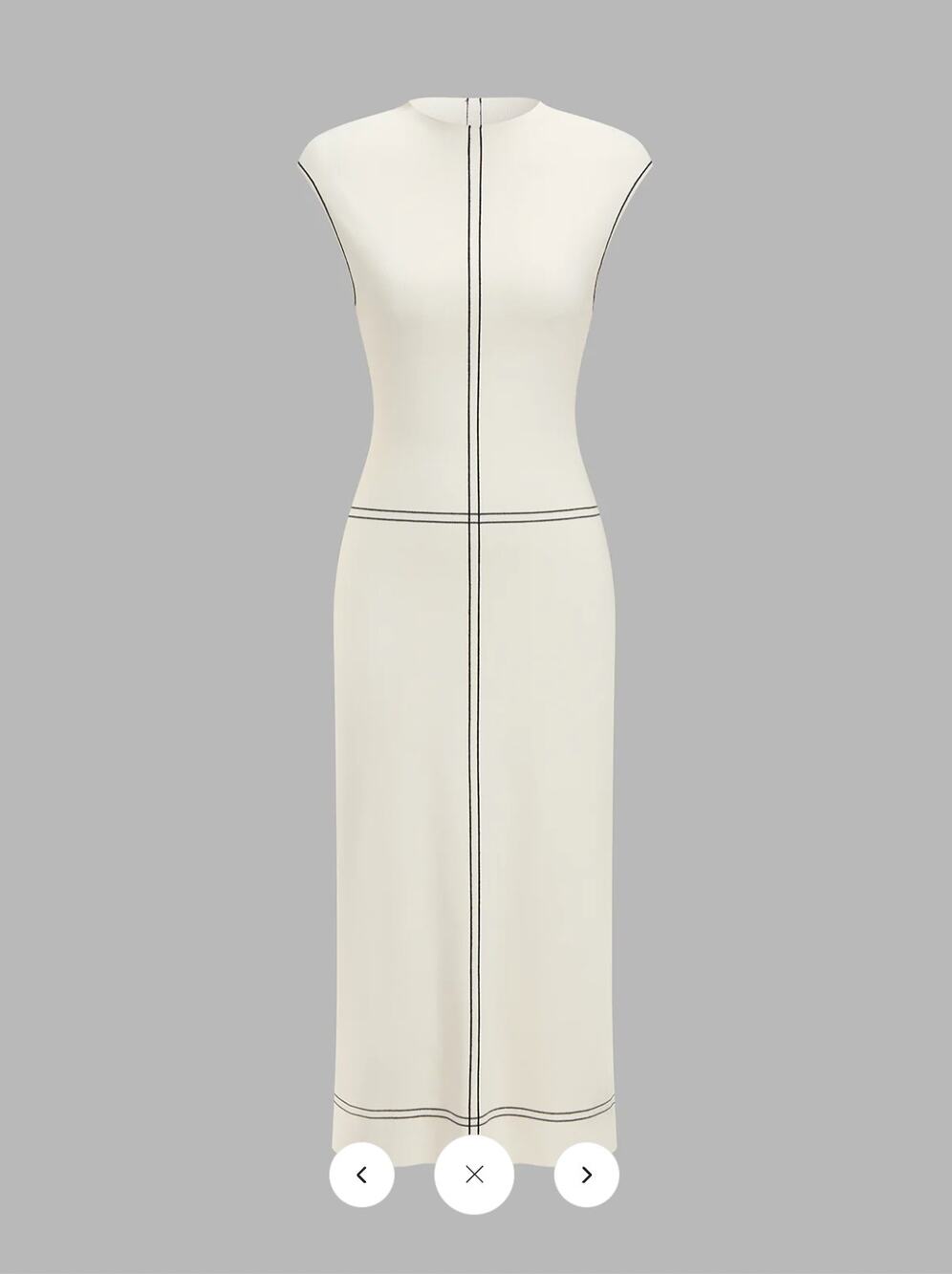 NWT  Commense Fitted Sleeveless Contrast Stitch Knit Midi Dress Sz S